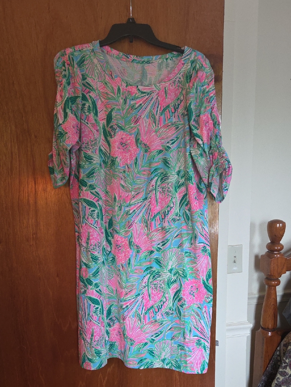 Lilly Pulitzer Pink & Green Floral Midi Dress